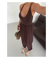Kadın Şalvar Pantolon Şık Model (Kahverengi)
