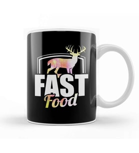 Cute & Funny Fast Food Buck Hunting Deer Hunter Kupa Bardak Porselen
