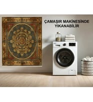 Makine Kaymaz Yıkanabilir Bej Bohem Salon Halısı Mutfak Halısı Koridor Halısı Yolluk 1585