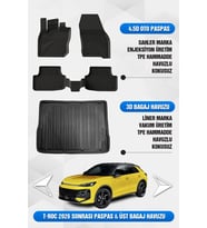 Volkswagen T-Roc 2026 Sonrası Uyumlu 4.5D Premium Havuzlu Oto Paspas ve Liner UST Bagaj Havuzu