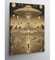 Kanvas Tablo Mısır Piramitleri Ve Ufo