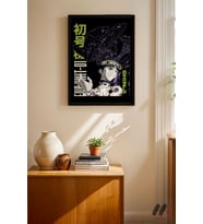 Evangelion Shinji Anime Poster, Siyah Çerçeveli Duvar Tablosu - Anime Severlere Özel