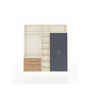 Arges Dolap 10 Raflı 3 Çekmeceli 2 Askılı 220x30x243 Aytaşı-Antrasit/Çam