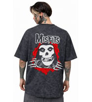 Misfits Rock Metal Müzik Grubu Sırt Baskılı Unisex Oversize Eskitme Yıkamalı Tişört