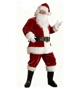 Yetişkin Noel Baba Kostümü Lüks Kadife