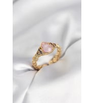 Gold Renk Pembe Damla Model Kadın Yüzük
