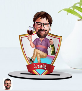 BK Gift Kişiye Özel İsimli Erkek Karikatürlü Ahşap Biblo Model-2