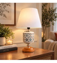 Abajur Aydınlatma Seramik Oval Ceramic Desen Beyaz Şapka GÜMÜŞ