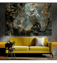 Baykuş Temalı Sanatsal Dekoratif Duvar Tablosu (70x100 cm)