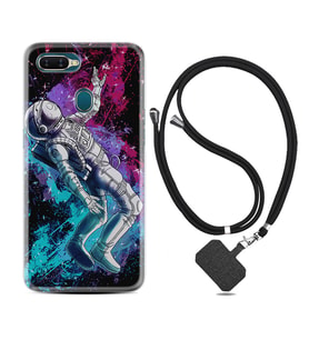 Oppo A5S A15 A16 A54 A55 A73 A74 Kılıf Boyun Askılı Silikon Astronot Signs 1753