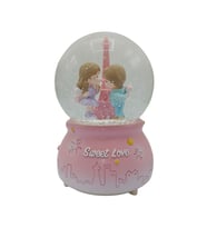 Sweet Love Paris Eyfel Kar Küresi Pembe Müzikli ve Işıklı 13cm