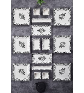 16 Parça 6 Kişilik Black Rose Kahvaltı Takımı Handmade Kahvaltılık Sunum Seti Servis Tabakları