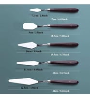 Bıçağı 5 Parça Paslanmaz Çelik Spatula Seti, Kil Hamuru Pasta Krema Yağlıboya için Ahşap Saplı Süsleme Şekil Verme ve Kazıma, Boya Araçları,Mutfakta ve diğer Hobi ve El Sanatları İçin