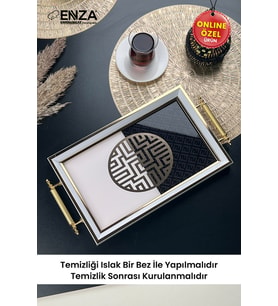 Beyaz Mint Cam Tepsi 48x29 cm, şık ve kullanışlı sunum ürünü
