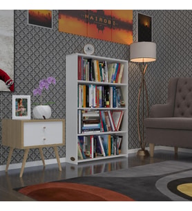 Kenzlife kitaplık süper ga 120*80*19 byz 4 katlı tek bölme ofis mutfak banyo dolabı arkalıksız (Karışık)