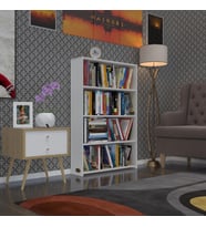 Kenzlife kitaplık süper ga 120*80*19 byz 4 katlı tek bölme ofis mutfak banyo dolabı arkalıksız (Karışık)
