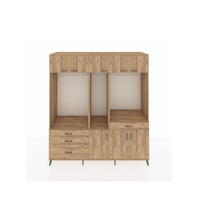 Kronos Dolap 8 Raflı 4 Çekmeceli 3 Askılı 220x59x243 Çam-Çam/Çam