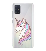 Samsung Galaxy A51 Uyumlu Kapak Unicorn Tasarımlı Şeffaf Silikon Kılıf