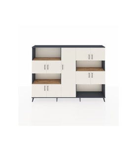 Arges Dolap 10 Raflı 9 Kapaklı 220x30x163 Antrasit-Aytaşı/Çam