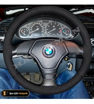 BMW 5 E39 Dikme Direksiyon Kılıfı Alcantara Süet Monza Black 3 Kollu-Üçgen-Tuşsuz 1996-1999