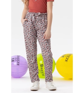Breeze Kız Çocuk Tayt Pantolon Fiyonklu Çiçekli 1.5-5 Yaş, Ekru