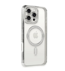 Iphone 16 Pro Kılıf Joke Simli Magneticsafe Kılıf - Gümüş