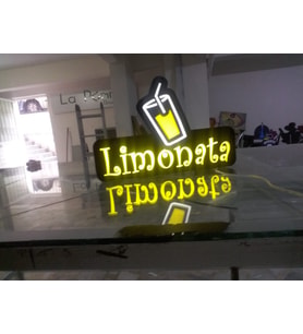 Limonata Görselli Yazılı Tabela 3D Led Neon Etkili Işıklı Tabela 30X45 CM Tek Taraflı