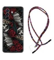 Huawei Nova Y70 Y90 Nova 9 SE  Kılıf Boyun Asklı Rasta Silikon Skull Rose 1673