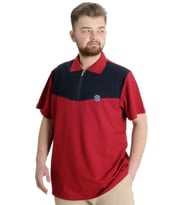 Mode XL Büyük Beden Erkek T-shirt Polo FRAGMENTED 23325 Bordo