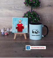 Uykucu Panda Fotoğraflı Dekoratif Taş, Kupa Bardak Beyaz Hediye (Model 11)