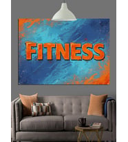 Turuncu FITNESS Spor Yazısı Dekoratif Kanvas - Mdf Ahşap Tablo