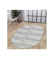 Dijidekor Halı Gri Cool KY7056 Yıkanabilir Oval Kesme İnce Yolluk Kilim Salon Halısı Modelleri
