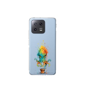 Xiaomi Mi 13 Pro ile uyumlu Splash ahtapot tasarımlı şeffaf silikon kılıf