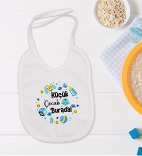 BK Kids Küçük Çocuk Burada Tasarımlı Bebek Mama Önlüğü - Model 1