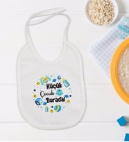 BK Kids Küçük Çocuk Burada Tasarımlı Bebek Mama Önlüğü - Model 1