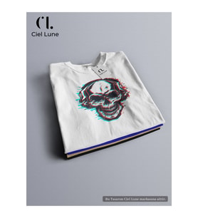 Nevermind Unisex Skull Glich Özel Tasarım - Oversize T-Shirt (Beyaz)