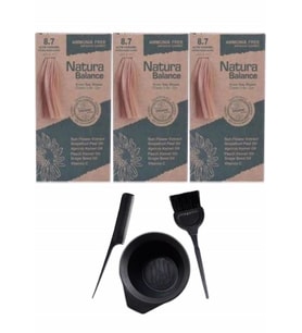 NATURA BALANCE SAÇ BOYASI 8.7 ALTIN KARAMEL 3 ADET+SAÇ BOYAMA SETİ