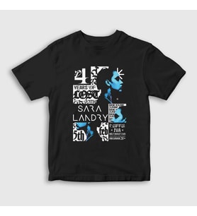 Presmono Unisex Çocuk Siyah Poster Müzik Dj Sara Landry T-Shirt 513282tt