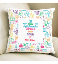 Kişiye Özel Süslü Öğretmenler Gününe Özel Kare Yastık