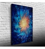 Soyut Çalışma, Mavi Tonlarda Kanvas Tablo 50 x 70