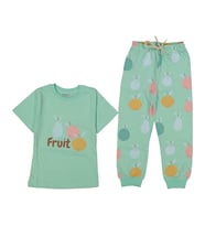 Kız Çocuk Su Yeşili Meyve Baskılı Pijama Takımı