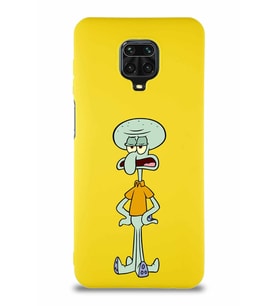 Xiaomi Redmi Note 9S Soft Premier Kapak Squidward Dokunaç Tasarımlı Silikon Kılıf - Sarı (Şeffaf)
