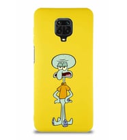 Xiaomi Redmi Note 9S Soft Premier Kapak Squidward Dokunaç Tasarımlı Silikon Kılıf - Sarı (Şeffaf)