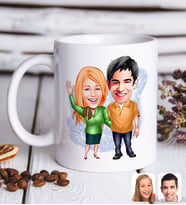 BK Gift Kişiye Özel Sevgililer Karikatürlü Beyaz Kupa Bardak-110