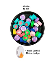 30 Adet 10 mm Polimer Kil Fimo Boncuk Takı Bileklik + 1 Metre Lastikli Misina Hediye - Deniz Teması