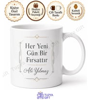 Büyük Boy Kupa Bardak Baskılı Kişiye Özel İsimli Hediye Porselen Mug