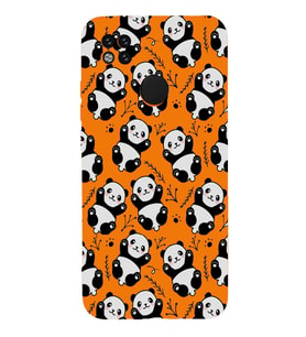 Xiaomi Redmi 9C Uyumlu Lansman Kılıf Panda Tasarımlı İçi Kadife Kapak-Turuncu (Şeffaf)