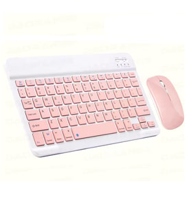 ScHitec Bluetooth Klavye + 2,4 Ghz+Bluetooth Mouse Seti Type-C Şarjlı Pembe