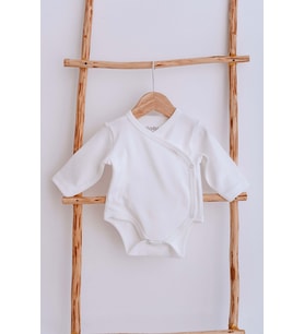 %100 Pamuk 2li Kimono Unisex Bebek Body (Beyaz)