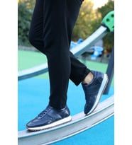 Hakiki Deri Erkek Casual Ayakkabı 819MA261 (Lacivert)